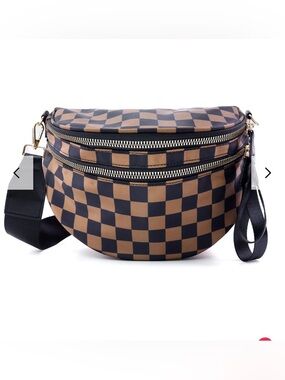 Checkerboard Brown and Black Belt Bag